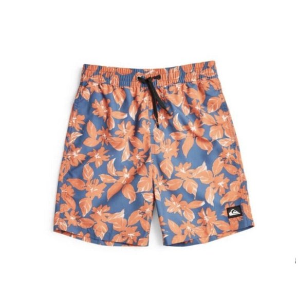 $38 Quiksilver Boy’s Floral Swim Boardshort Size Youth S/10 - Picture 1 of 1